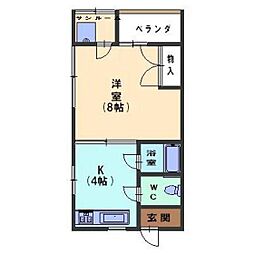 桜丘ハイツ 1DKの間取図画像