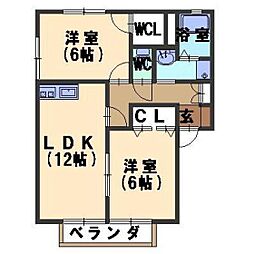 ウインディア京町 2LDKの間取図画像