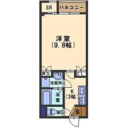 Ｄ・ＦＯＲＥＳＴ 2階1Kの間取り