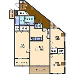 グランドプレイス駅西 3LDKの間取図画像
