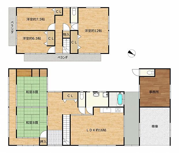 平成2年4月築・木造瓦葺2階建・建物面積178.5m2（53坪）5LDKです。水回りの交換を中心としたリフォームでリフレッシュしますのでさわやかに新生活をスタートできますよ。