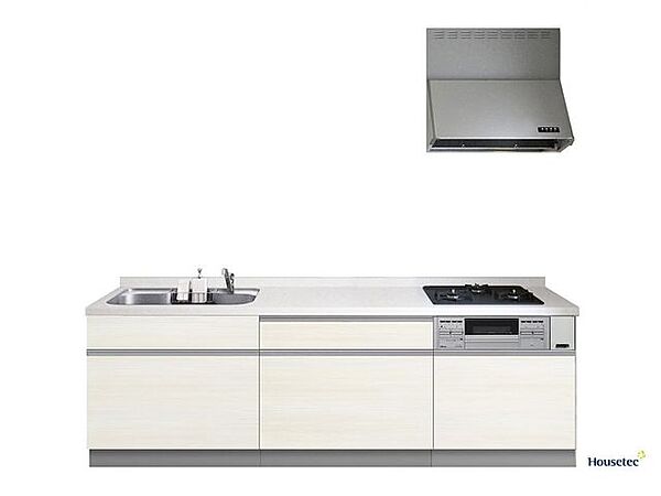 （同仕様写真）キッチンは新品に交換する予定です。広々としたワークトップで、お手伝いをしてもらってもスペースに余裕がありますよ。週末は親子やご夫婦でお料理してみては。