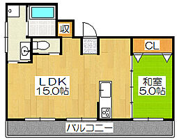 千林ビューティーハイツ 7E 1LDKの間取り