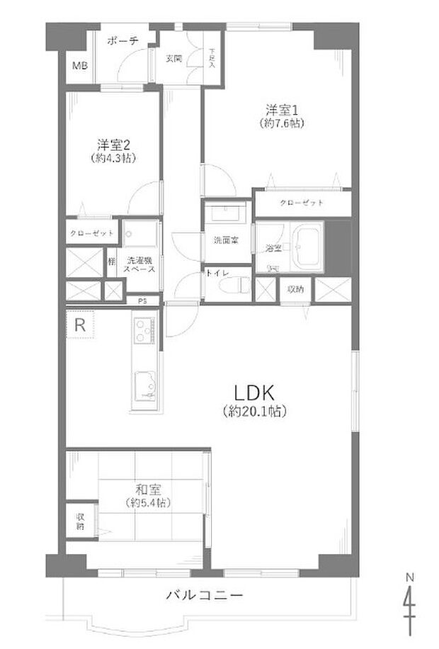 サンコーポ浦安Ｂ棟(3LDK) 9階の間取り