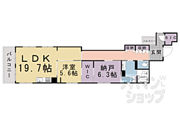 メゾンドイッセイ鴨川別邸 4階2LDKの間取り