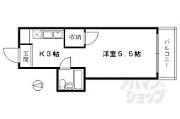 ピーノ清水ろくはら 3階1Kの間取り