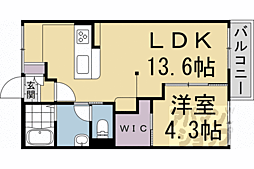 京福電気鉄道北野線 北野白梅町駅 徒歩10分の賃貸アパート 2階1LDKの間取り