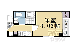 ボンジュール東山 2階1Kの間取り