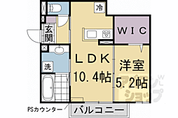 京都市営烏丸線 北山駅 徒歩8分の賃貸アパート 2階1LDKの間取り