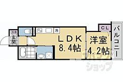 阪急京都本線 西院駅 徒歩9分の賃貸アパート 1階1LDKの間取り