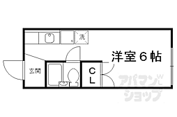 京都市営烏丸線 北大路駅 徒歩25分の賃貸アパート 2階1Kの間取り