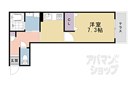 京都市営烏丸線 北大路駅 徒歩5分の賃貸アパート 1階1Kの間取り