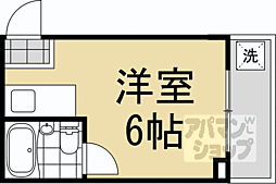 京都市営烏丸線 国際会館駅 徒歩2分の賃貸マンション 3階ワンルームの間取り