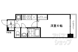 プレサンス京都烏丸爛都 5階1Kの間取り