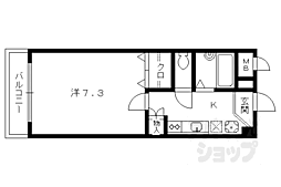 京福電気鉄道北野線 北野白梅町駅 徒歩16分の賃貸マンション 2階1Kの間取り