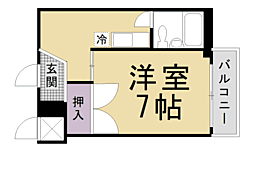 エザーンスあおい 4階1Kの間取り