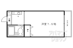 京都地下鉄東西線 西大路御池駅 徒歩4分の賃貸マンション 3階1Kの間取り