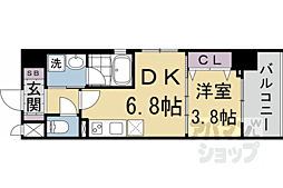 JR山陰本線 円町駅 徒歩2分の賃貸マンション 5階1DKの間取り
