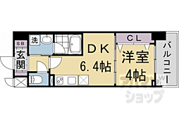 JR山陰本線 円町駅 徒歩2分の賃貸マンション 4階1DKの間取り