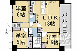 JR東海道・山陽本線 西大路駅 徒歩7分の賃貸マンション 2階3LDKの間取り