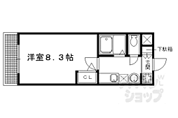 京福電気鉄道北野線 北野白梅町駅 徒歩15分の賃貸マンション 1階1Kの間取り