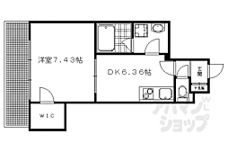 エクセルコート京都五条坂 6階1DKの間取り