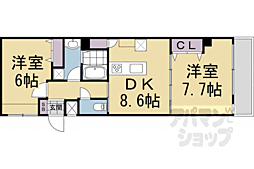 メゾングラウコ 1階2LDKの間取り