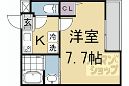 京都地下鉄東西線 西大路御池駅 徒歩10分の賃貸マンション 1階1Kの間取り