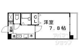 京福電気鉄道北野線 北野白梅町駅 徒歩5分の賃貸マンション 6階1Kの間取り