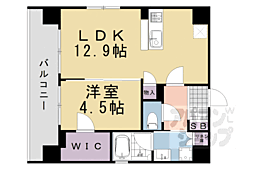 ベラジオ雅び京都河原町 9階1LDKの間取り