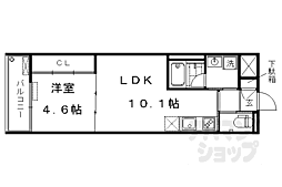 JR山陰本線 丹波口駅 徒歩9分の賃貸マンション 2階1LDKの間取り