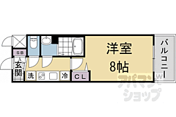 京都市営烏丸線 十条駅 徒歩4分の賃貸マンション 6階1Kの間取り