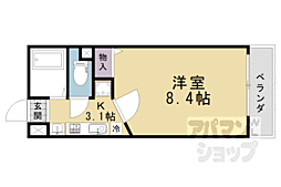 叡山電鉄叡山本線 元田中駅 徒歩12分の賃貸マンション 1階1Kの間取り