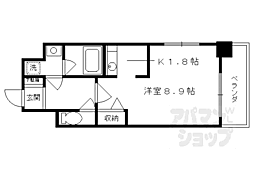 近鉄京都線 東寺駅 徒歩9分の賃貸マンション 6階1Kの間取り