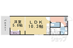 ジーニアススクエア四条高辻 202 2階1LDKの間取り