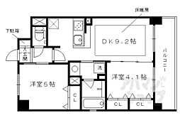 JR東海道・山陽本線 京都駅 徒歩8分の賃貸マンション 5階2DKの間取り