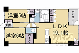 JR山陰本線 円町駅 徒歩6分の賃貸マンション 4階2LDKの間取り
