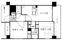JR東海道・山陽本線 西大路駅 徒歩9分の賃貸マンション 3階2LDKの間取り