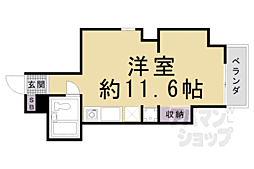 ロイヤル河原町五条 203 2階ワンルームの間取り