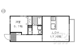 JR山陰本線 二条駅 徒歩8分の賃貸マンション 1階1LDKの間取り