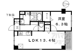 ドルフ聖護院 2階1LDKの間取り