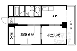 京都地下鉄東西線 西大路御池駅 徒歩3分の賃貸マンション 8階2DKの間取り