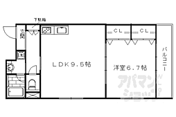アンダンテ烏丸七条 3階1LDKの間取り