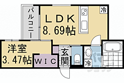 JR山陰本線 丹波口駅 徒歩7分の賃貸アパート 2階1LDKの間取り