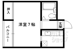 京都市営烏丸線 北大路駅 徒歩32分の賃貸マンション 2階1Kの間取り
