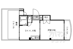 京福電気鉄道北野線 北野白梅町駅 徒歩6分の賃貸マンション 4階1DKの間取り