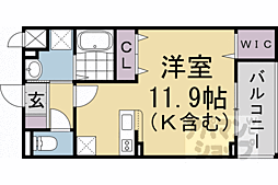 JR東海道・山陽本線 西大路駅 徒歩19分の賃貸アパート 2階ワンルームの間取り