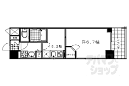 エステムプラザ京都烏丸五条 1Kの間取図画像