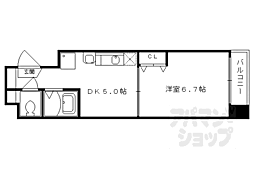 シャイン蛸薬師 1DKの間取図画像