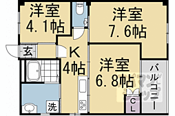 メゾンむらい 3Kの間取図画像